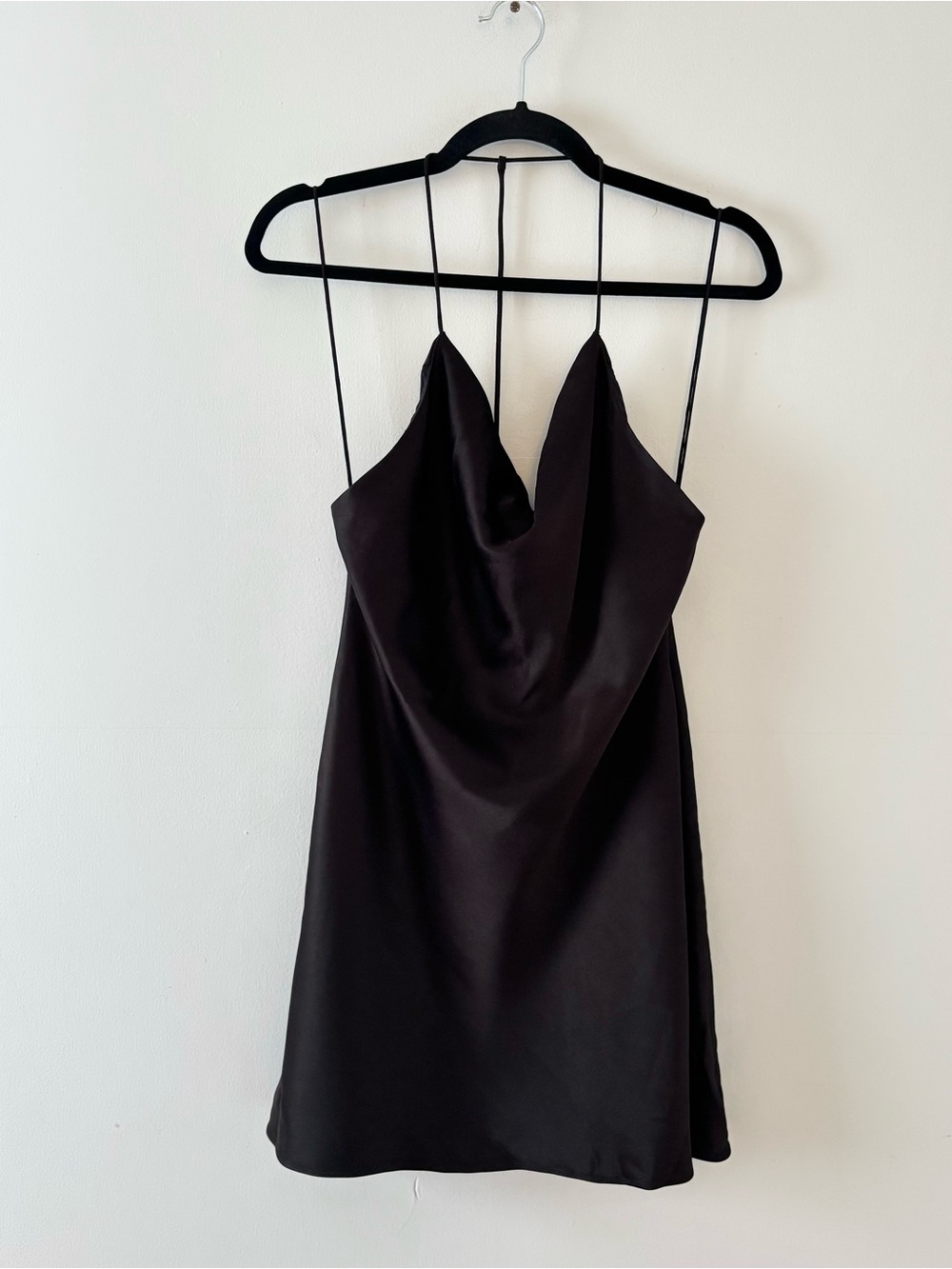 Alice + Olivia Harmony Mini Slip Dress Cowl Neck Sleeveless Lined Formal Black - Picture 3 of 8